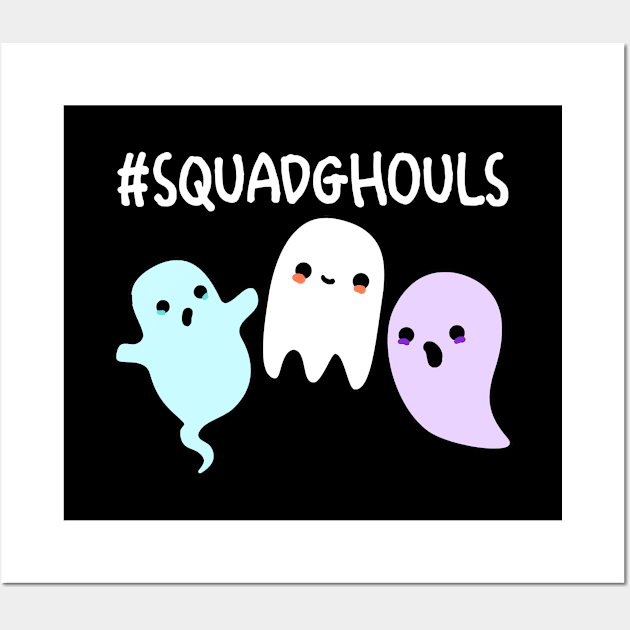 Squad Ghouls Cute Halloween Ghost Pun Wall Art by punnybone